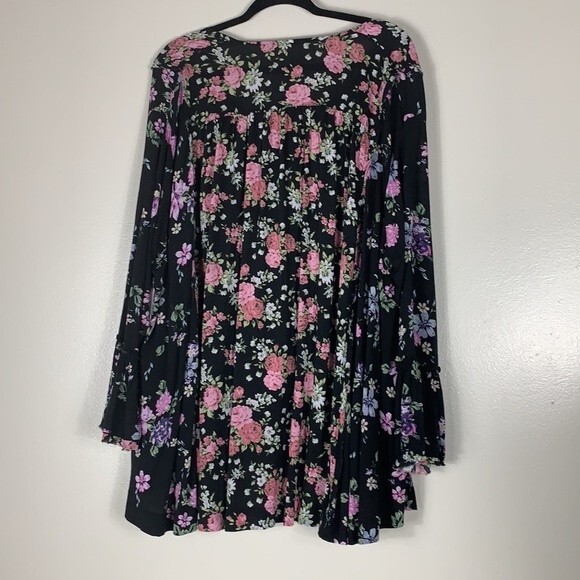 Free People Boho High Low Long Sleeves Women's Top Dark Combo Size Small - Picture 3 of 8